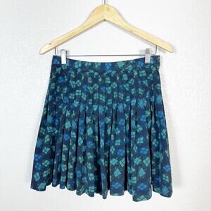 90s Y2K Vintage Express Preppy Academia Blue Plaid Pleated Mini Skirt Size 9/10